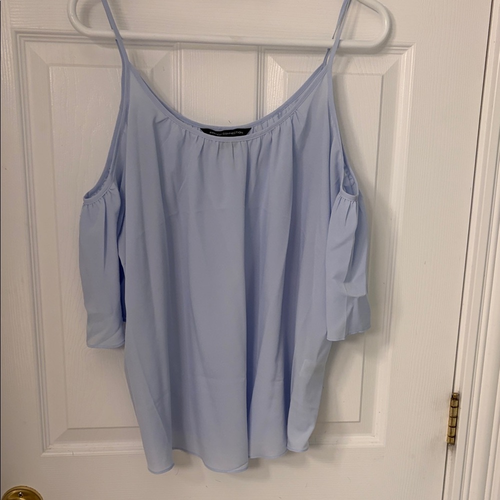 French Connection Sky Blue Cold Shoulder Blouse